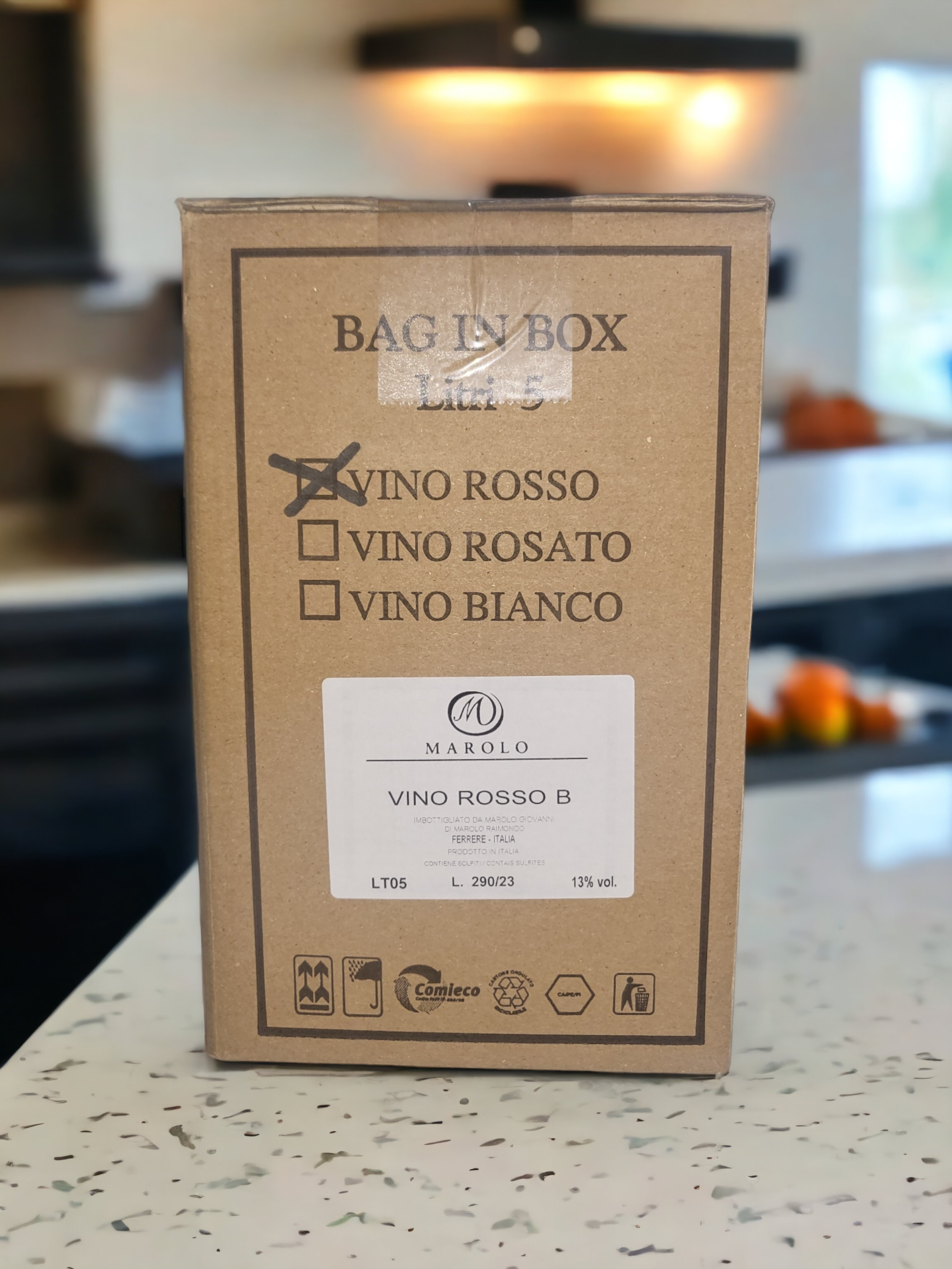 Vin Rouge BARBERA D.O.C.  Bag in Box de 5Lit