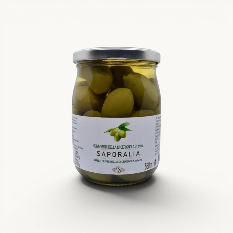 Olives Vertes Bella di Cerignola (géantes) en Saumure - 580g / 310g égouttées