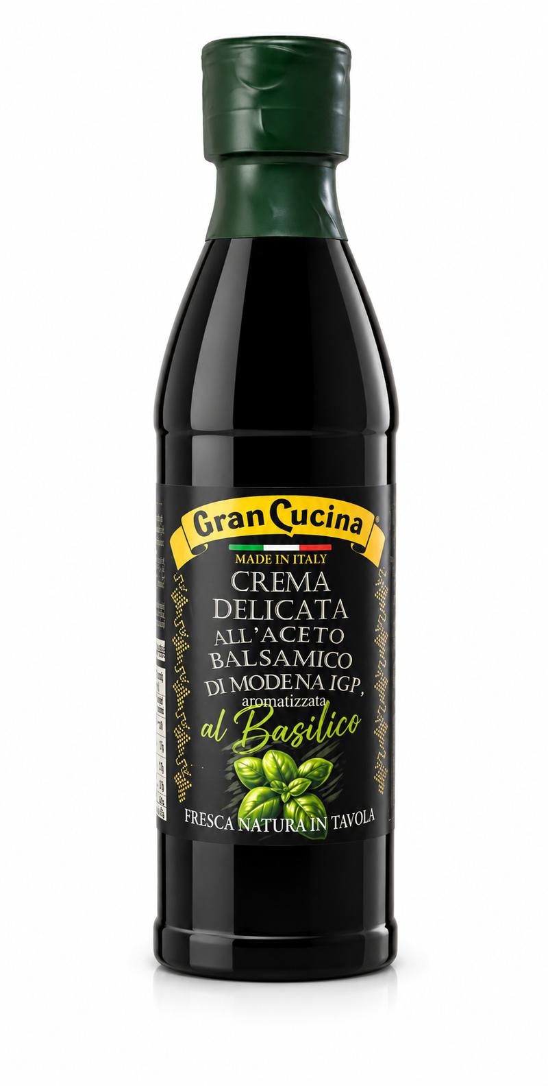 Flacon de crème de vinaigre balsamique de Modène IGP au basilic, 250 ml