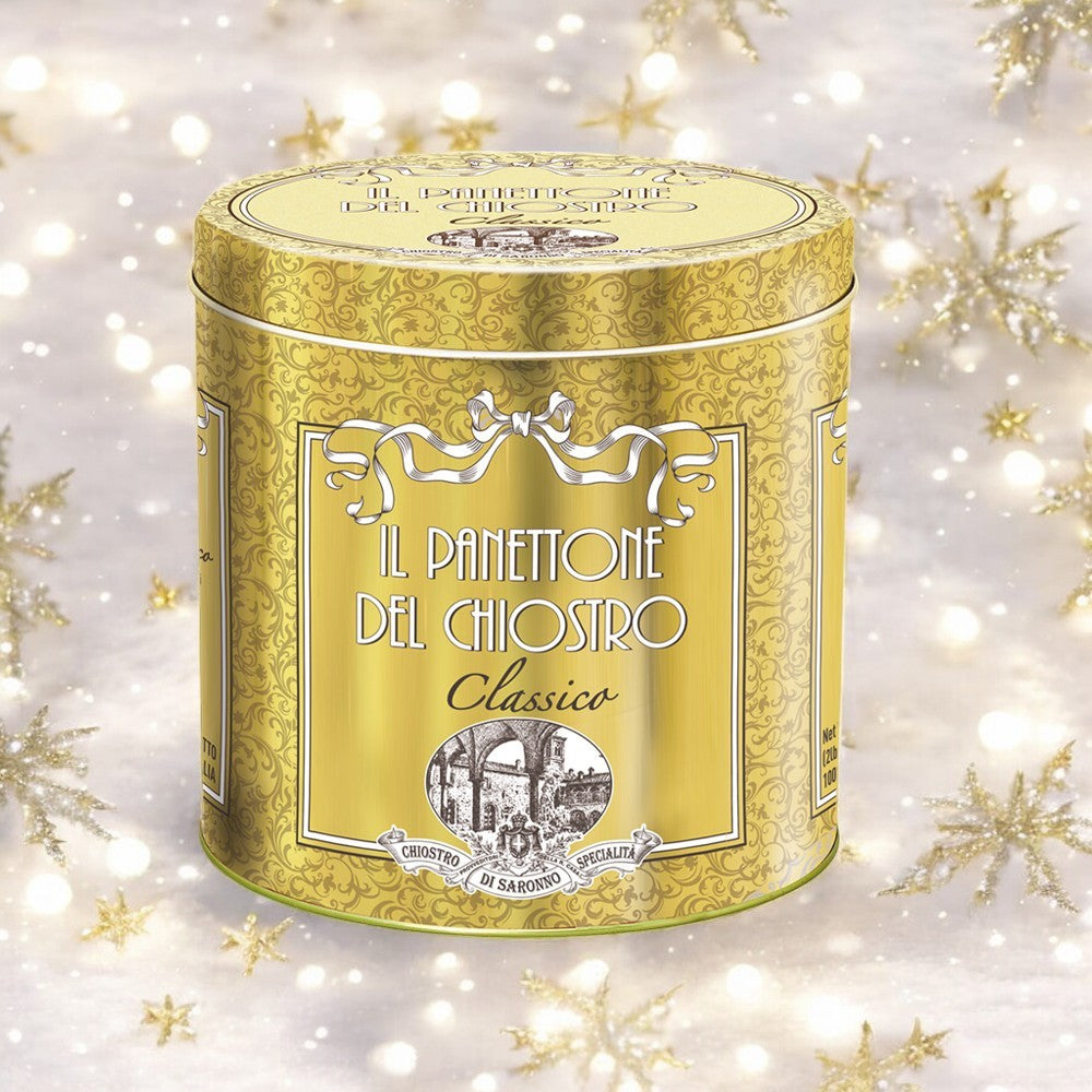 Panettone Traditionnel en Boite Métal Décor Doré 1Kg